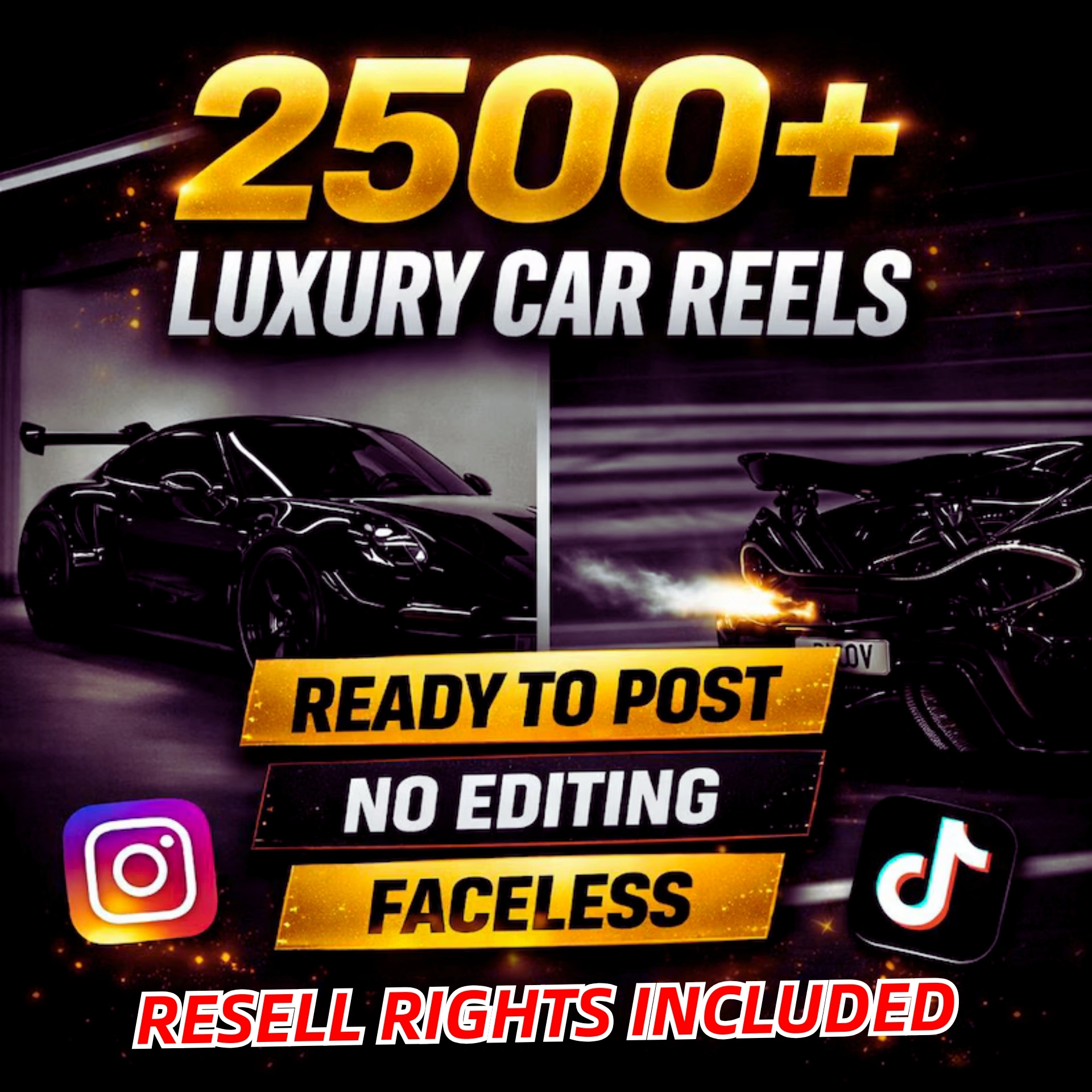 2500+ Supercar Video Reels Bundle β Luxury Content + Resell Rights!