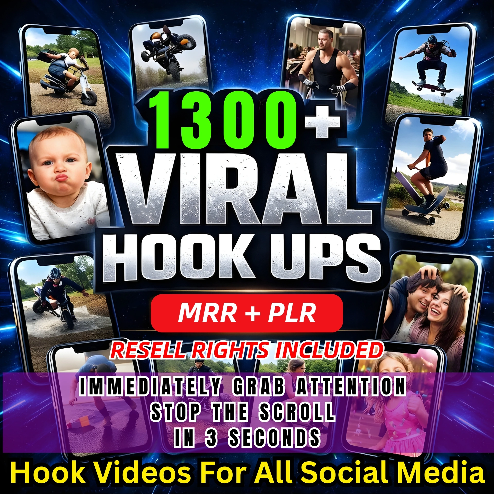 1300+ Viral Hook Videos Bundle β Stop Scroll Content + Resell Rights!