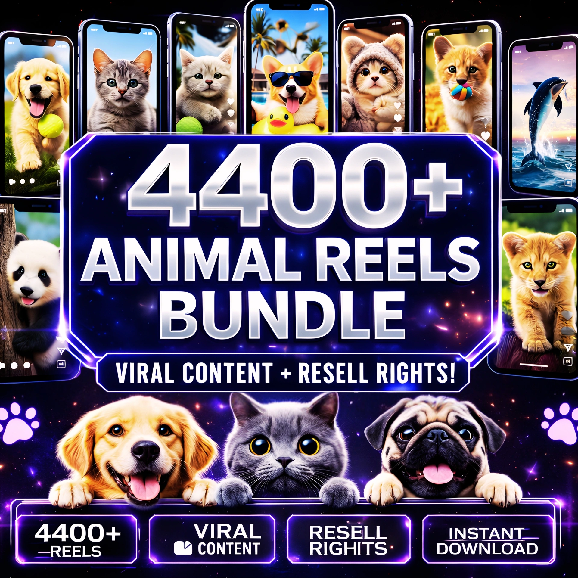 4400+ Animal Reels Bundle β Viral Content + Resell Rights!