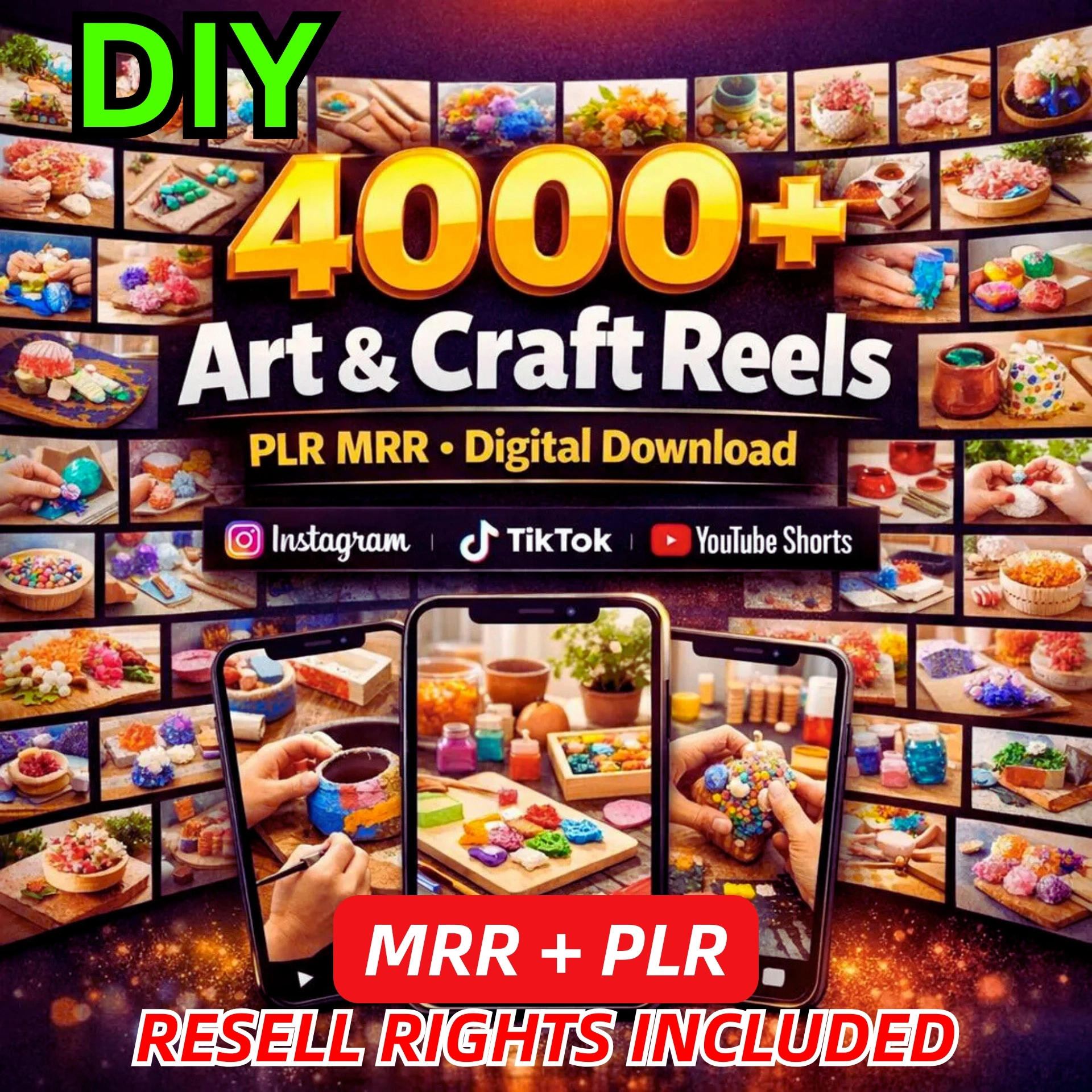 4000+ DIY Art & Craft Reels Bundle β Viral Content + Resell Rights!