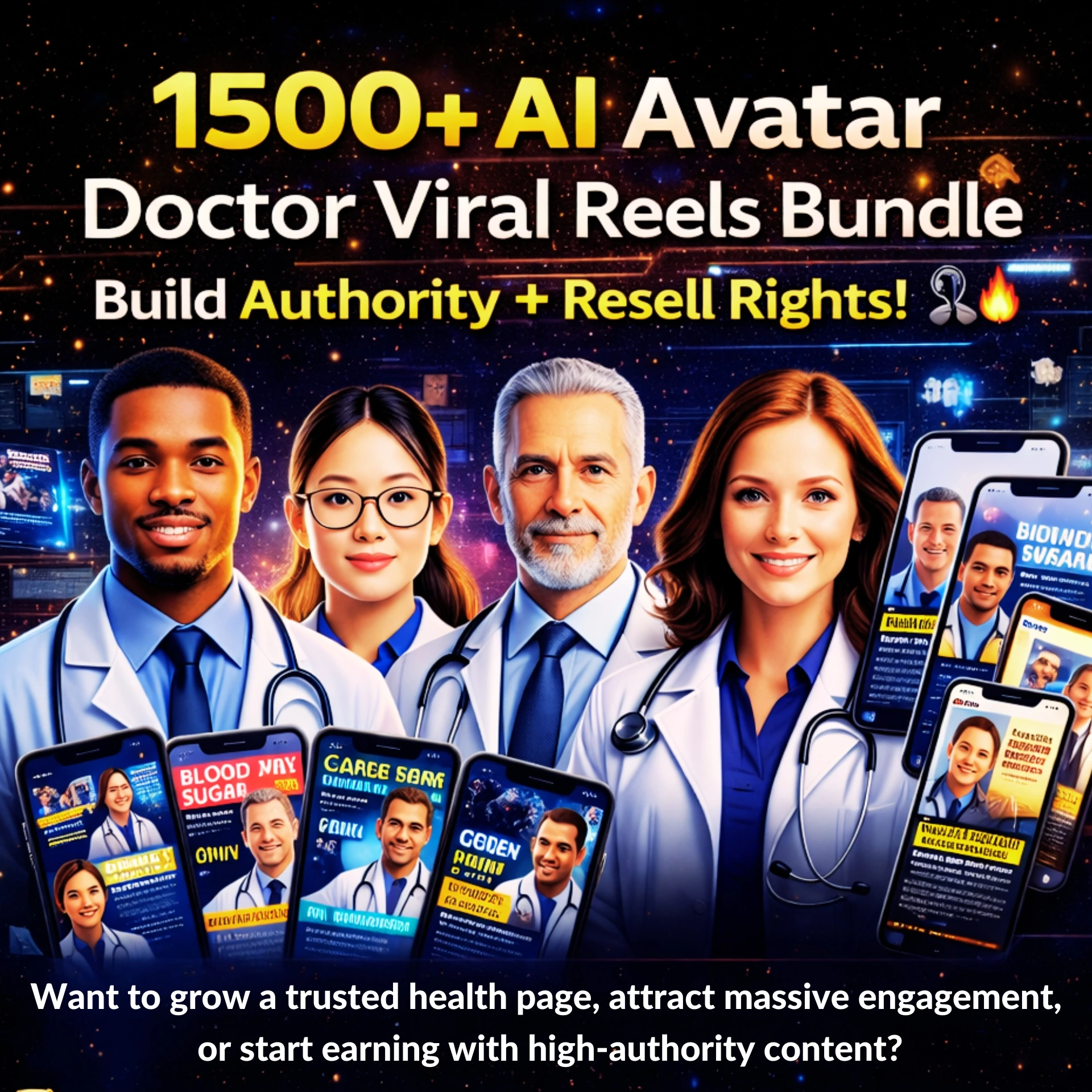 1500+ AI Avatar Doctor Viral Reels Bundle β Hindi & English + Resell Rights!