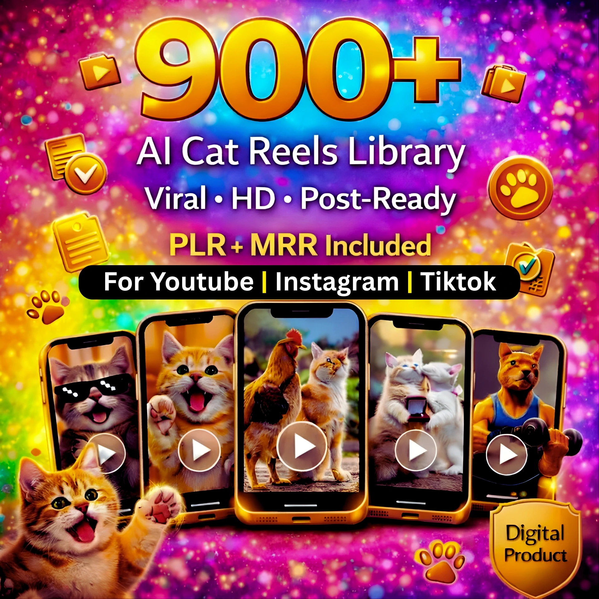 900+ Viral AI Cat Reels Bundle β Cute Content + Resell Rights! - Image 2