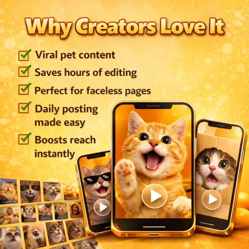 900+ Viral AI Cat Reels Bundle β Cute Content + Resell Rights! - Image 5